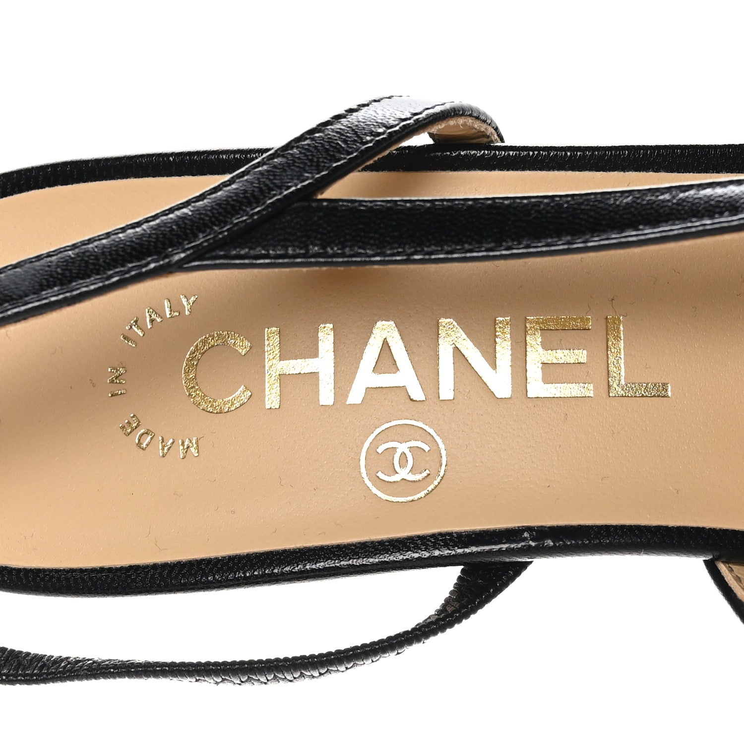 Chanel Goatskin Grosgrain Cap Toe CC Slingback Pumps 37.5 Black 7 of 9