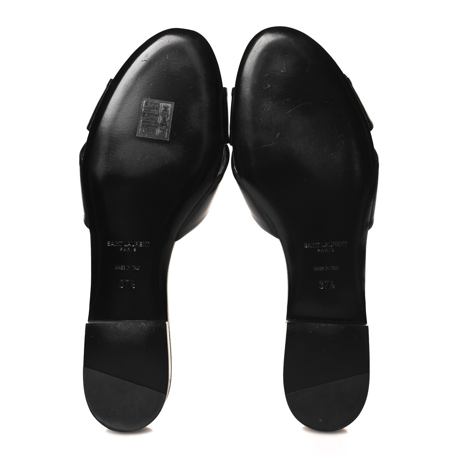 Saint Laurent Incrociato Muriel Bianca Slide Sandals 37.5 Black 6 of 9