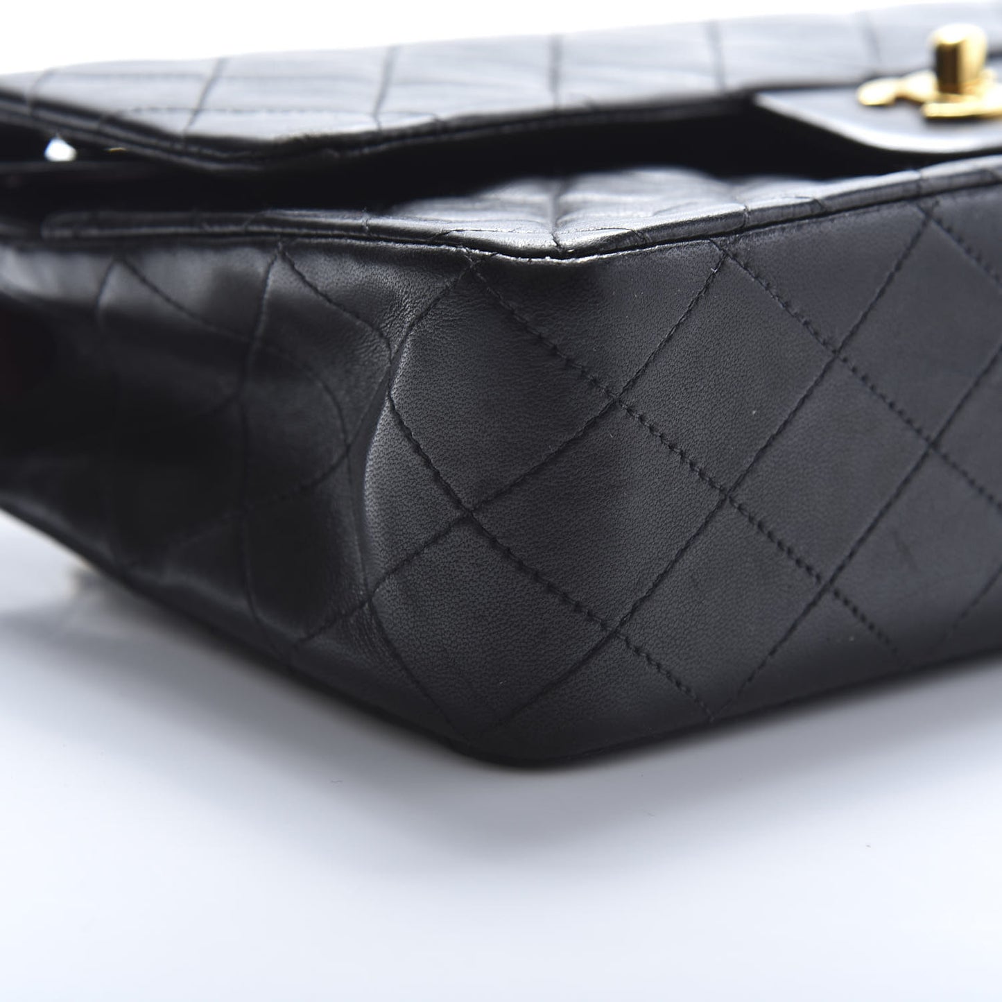 Lambskin Quilted Medium Double Flap Black