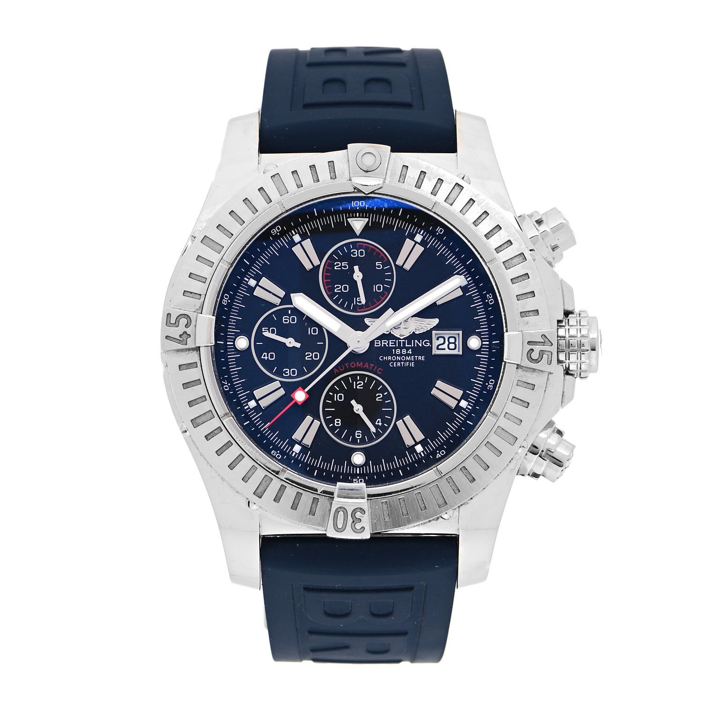 Stainless Steel Rubber 48mm Super Avenger Chronograph Automatic Watch Blue A13370