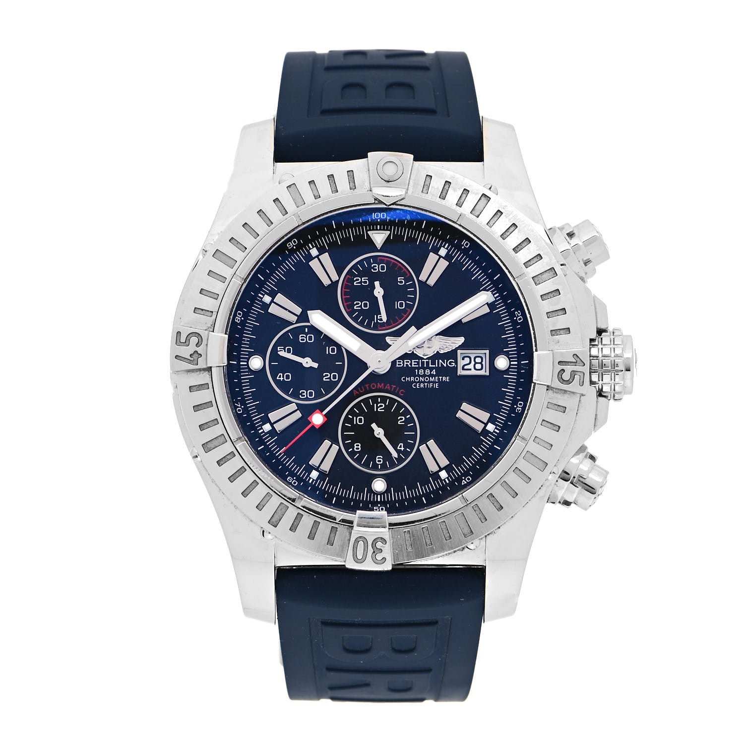 Breitling Stainless Steel Rubber 48mm Super Avenger Chronograph Automatic Watch Blue A13370 1 of 5