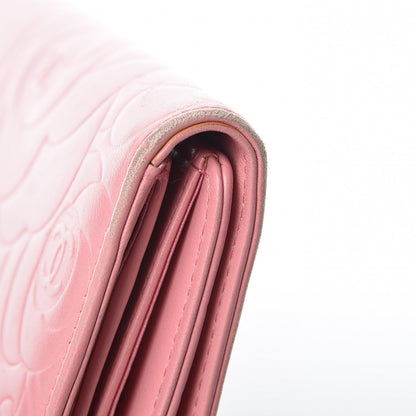 Chanel Lambskin Embossed Camellia Large Gusset Flap Wallet Pink 14 of 16