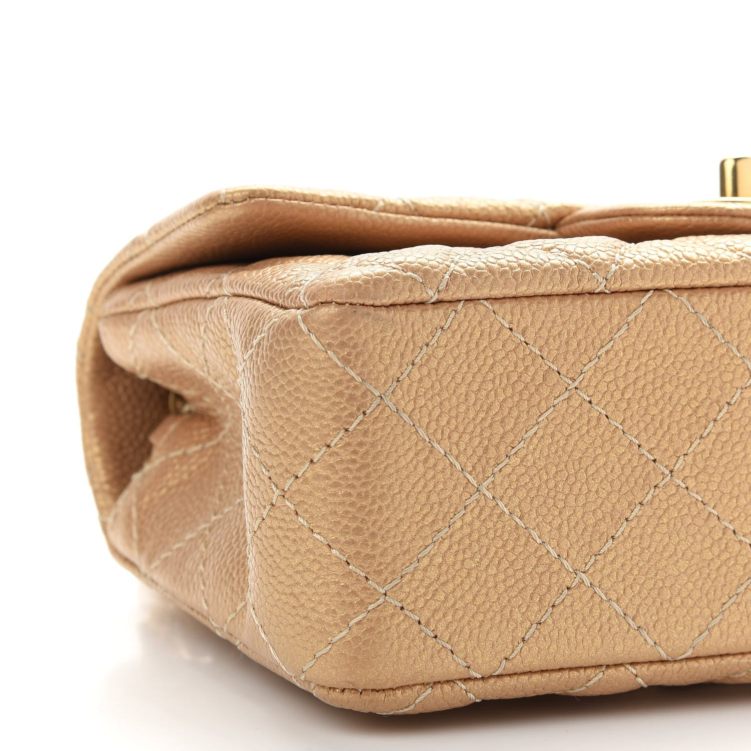 Chanel Metallic Caviar Quilted Mini Rectangular Flap Gold 8 of 9