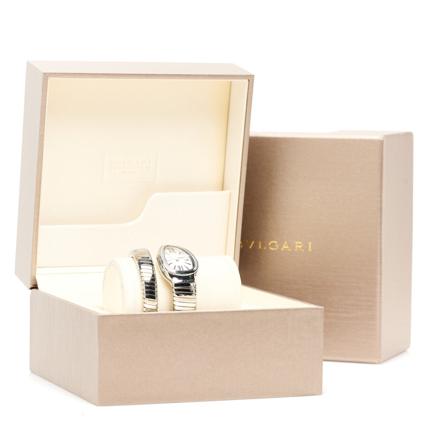 Stainless Steel Diamond Bezel 35mm Serpenti Tubogas Quartz Watch