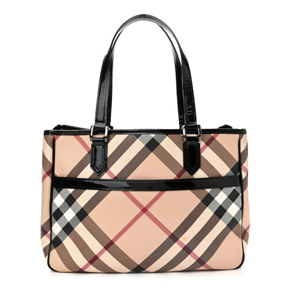 Burberry Nova Check Patent Medium Emmy Tote Black 1 of 18