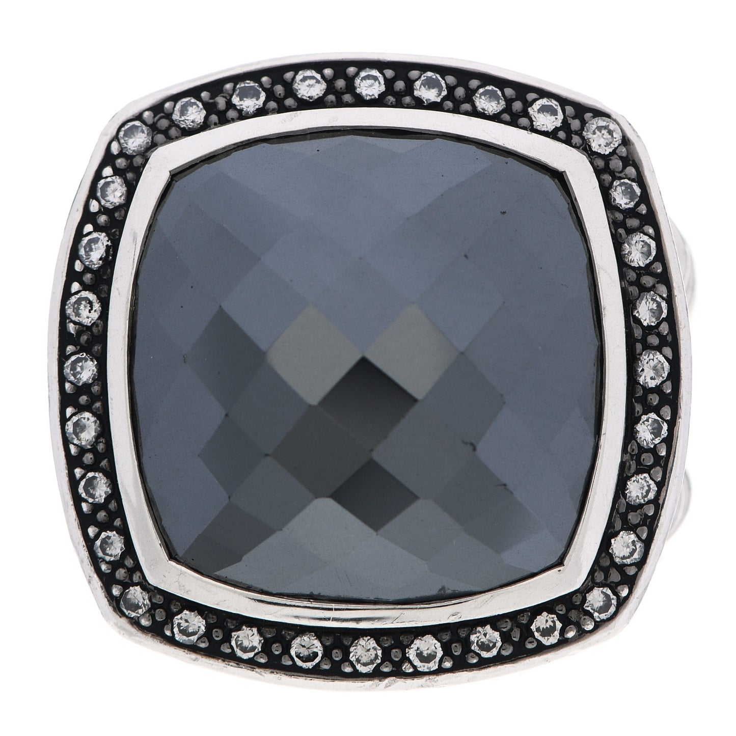 Sterling Silver Diamond Hematine 17mm Albion Ring 54 7