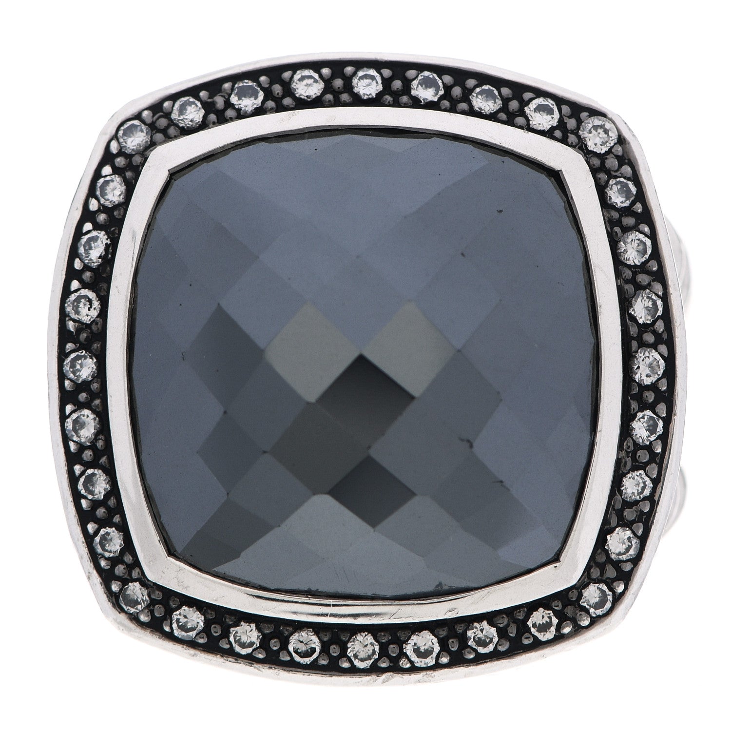 David Yurman Sterling Silver Diamond Hematine 17mm Albion Ring 54 7 1 of 4