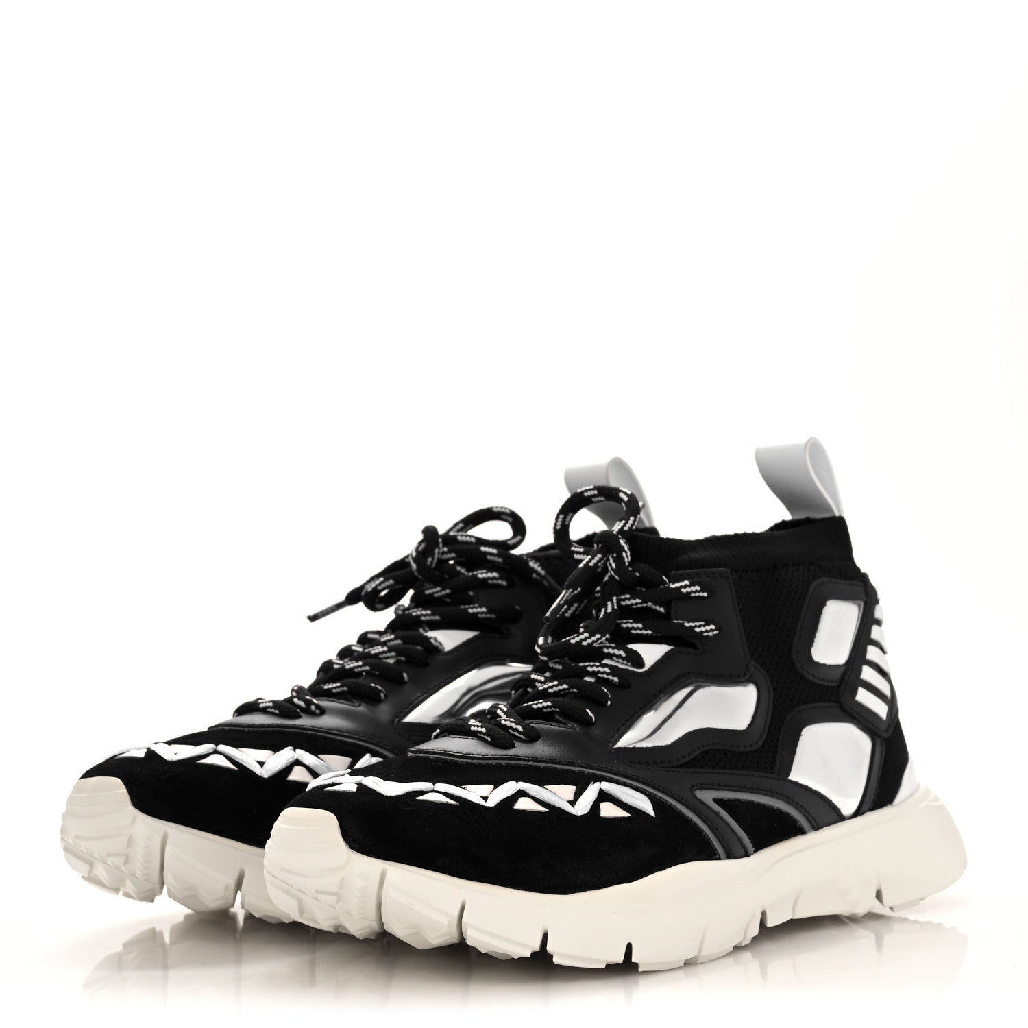 Valentino Garavani Fabric Suede Calfskin Mens Sneakers 41.5 Black White 3 of 9