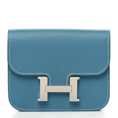 Hermes Evercolor Constance Slim Wallet Blue Jean 3 of 11