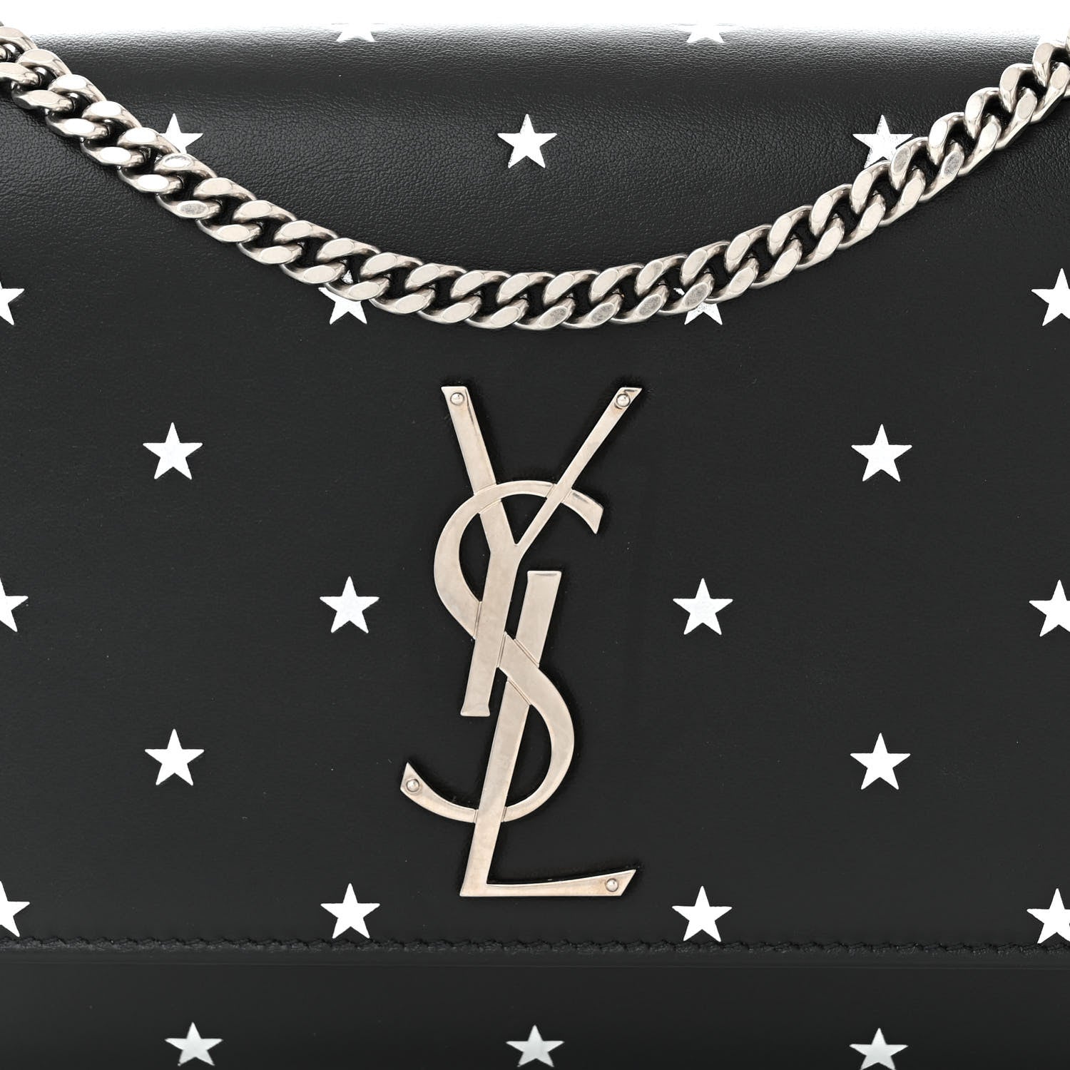 Saint Laurent Calfskin Star Print Medium Monogram Kate Satchel Black 8 of 10