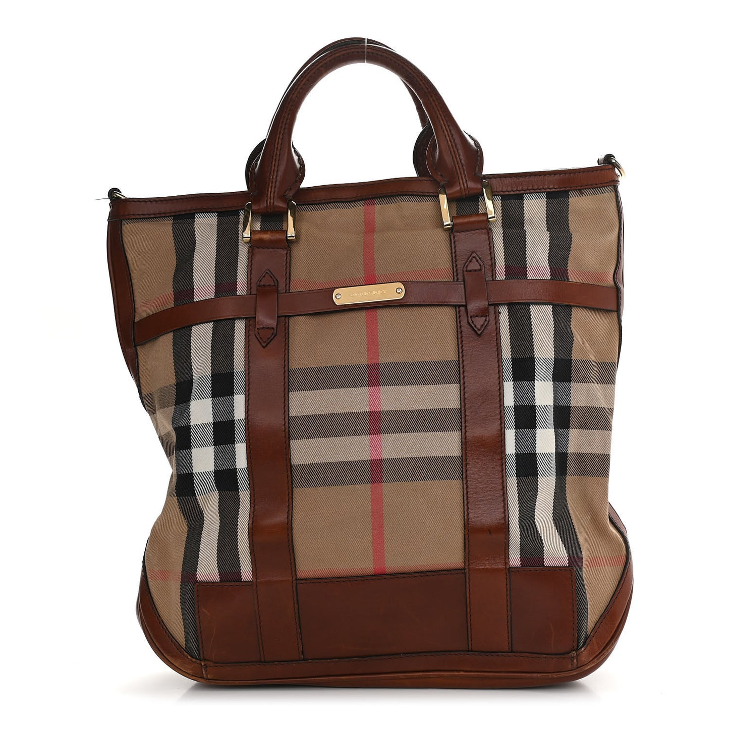 House Check Tote Dark Tan