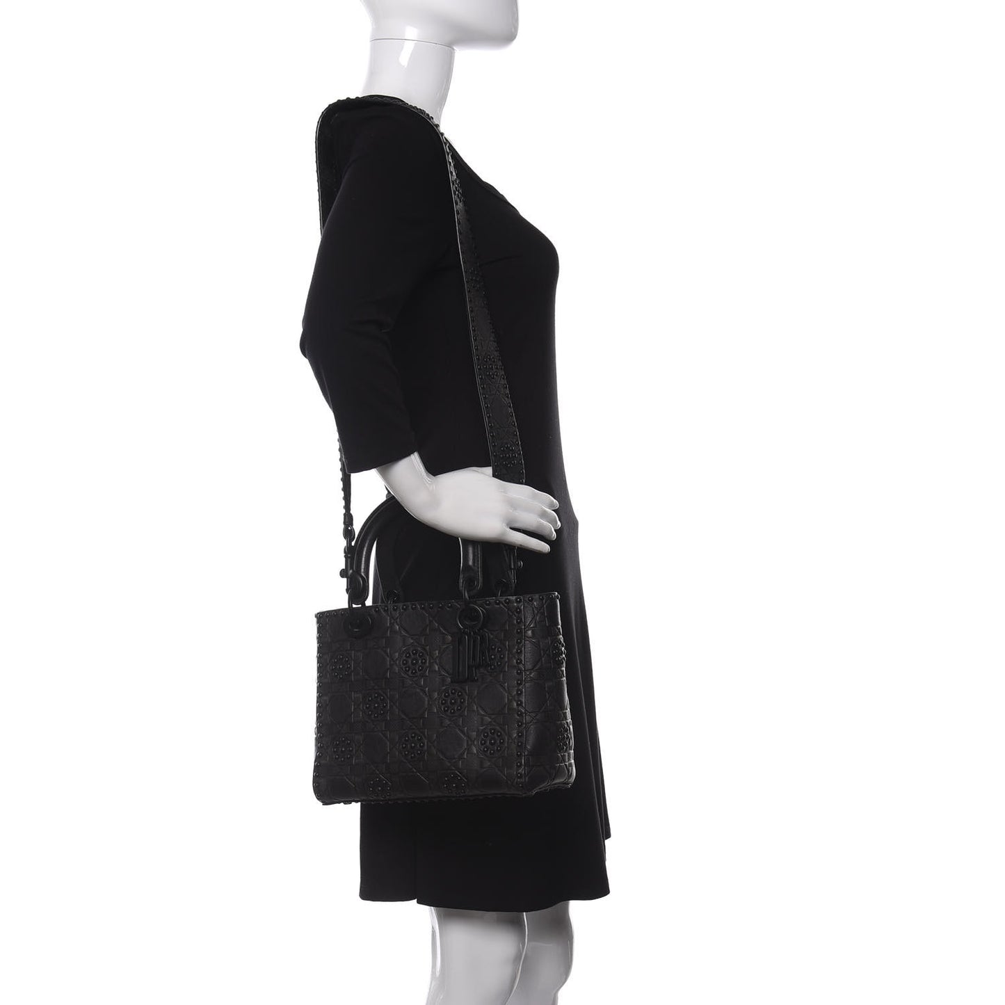 Lambskin Studded Matte Cannage Medium Lady Dior So Black