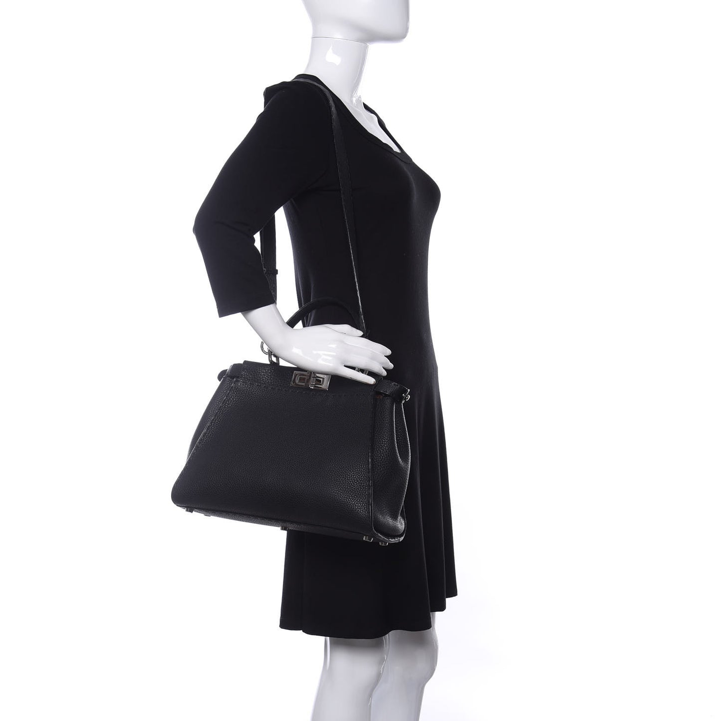 Cuoio Romano Selleria Bi-Color Medium Peekaboo Iconic Satchel Black Mou
