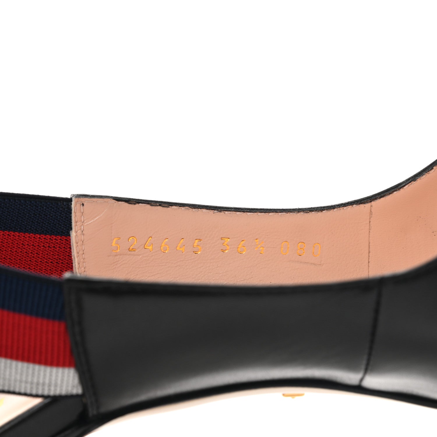Gucci Malaga Kid Web Sylvie High Heel Slingback Pumps 36.5 Black 8 of 9