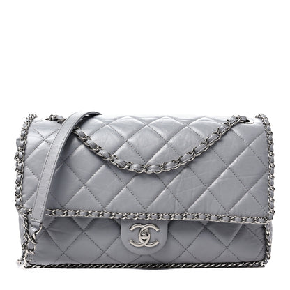 Chanel Crumpled Calfskin Large Chain All Over Flap Grey 1 of 7