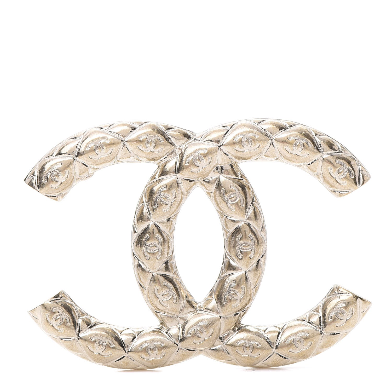 Chanel Metal CC Diamond Quilted Brooch Light Gold 1 of 5