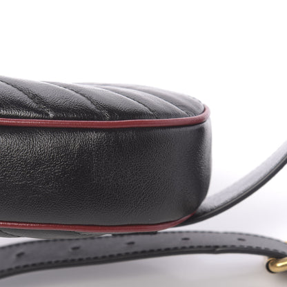 Gucci Azalea Calfskin Matelasse Diagonal Torchon GG Marmont Belt Bag 75 30 Black Romantic Cerise 10 of 11