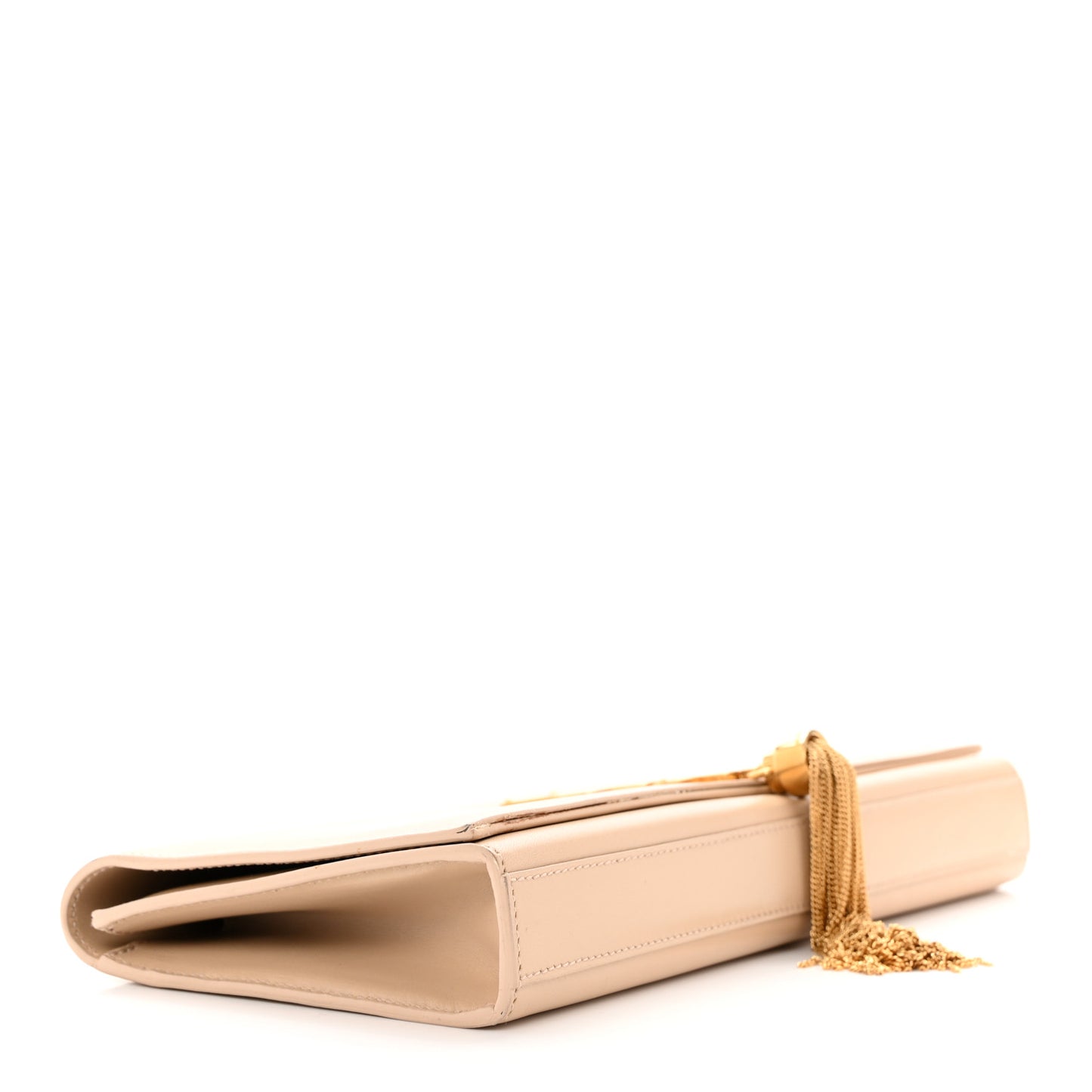 Calfskin Classic Monogram Tassel Clutch Nude Powder