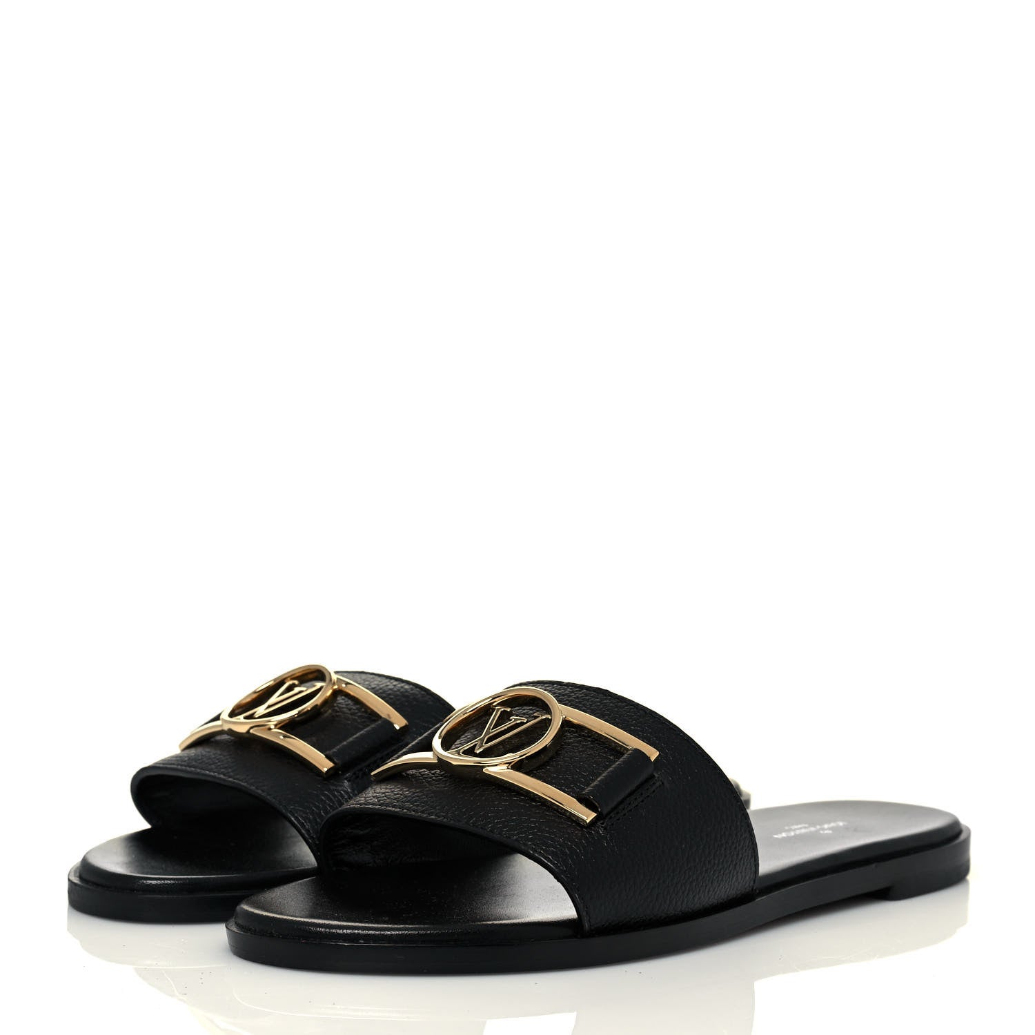 Louis Vuitton Calfskin Lock It Flat Mule 37 Black 3 of 8