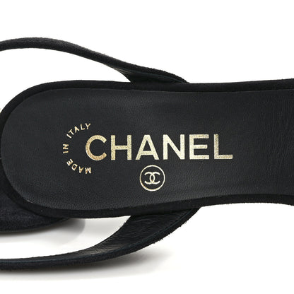 Chanel Suede Kidskin Chain Sandals 38 Black 7 of 9