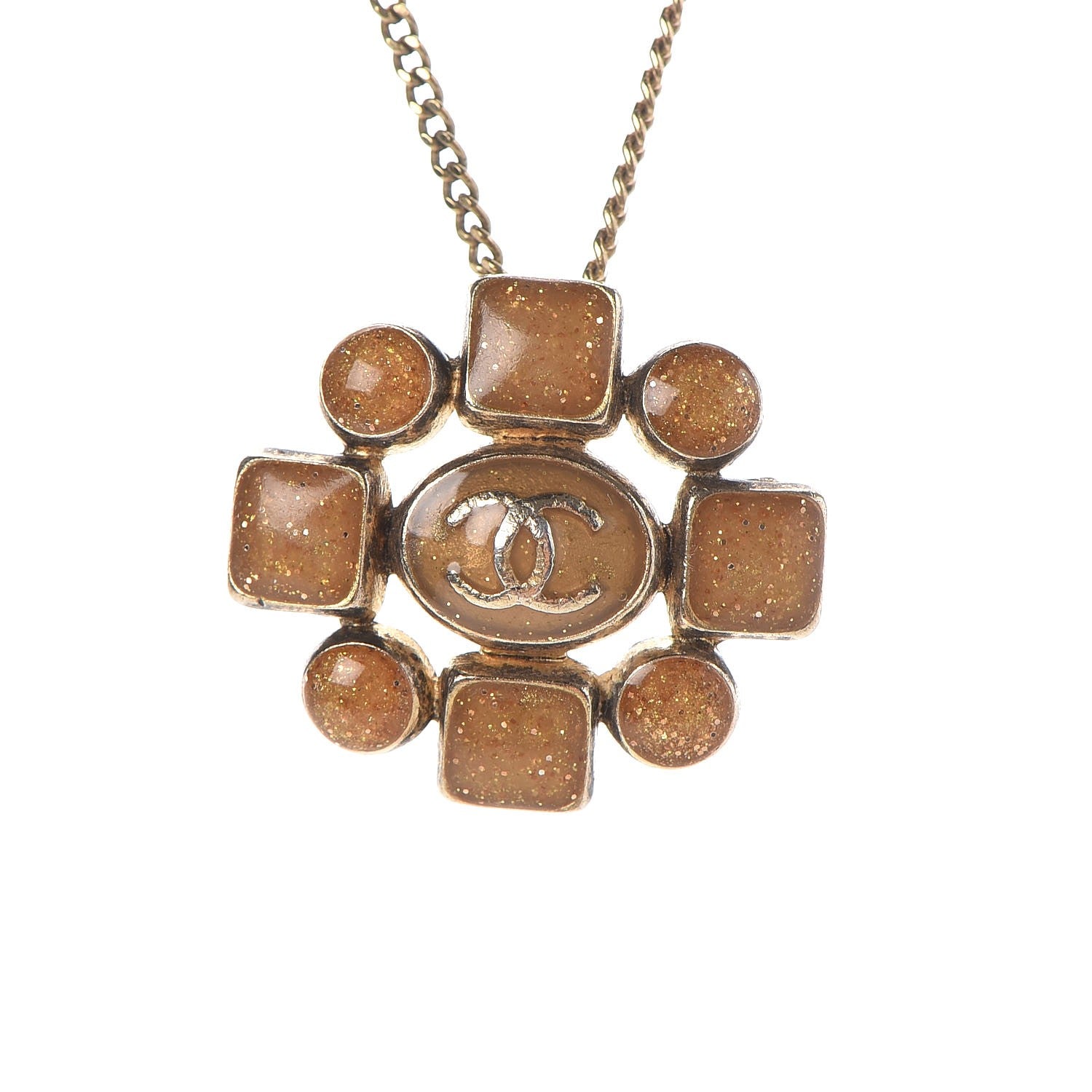 Chanel Gripoix Poured Glass Crystal CC Necklace Gold 4 of 6