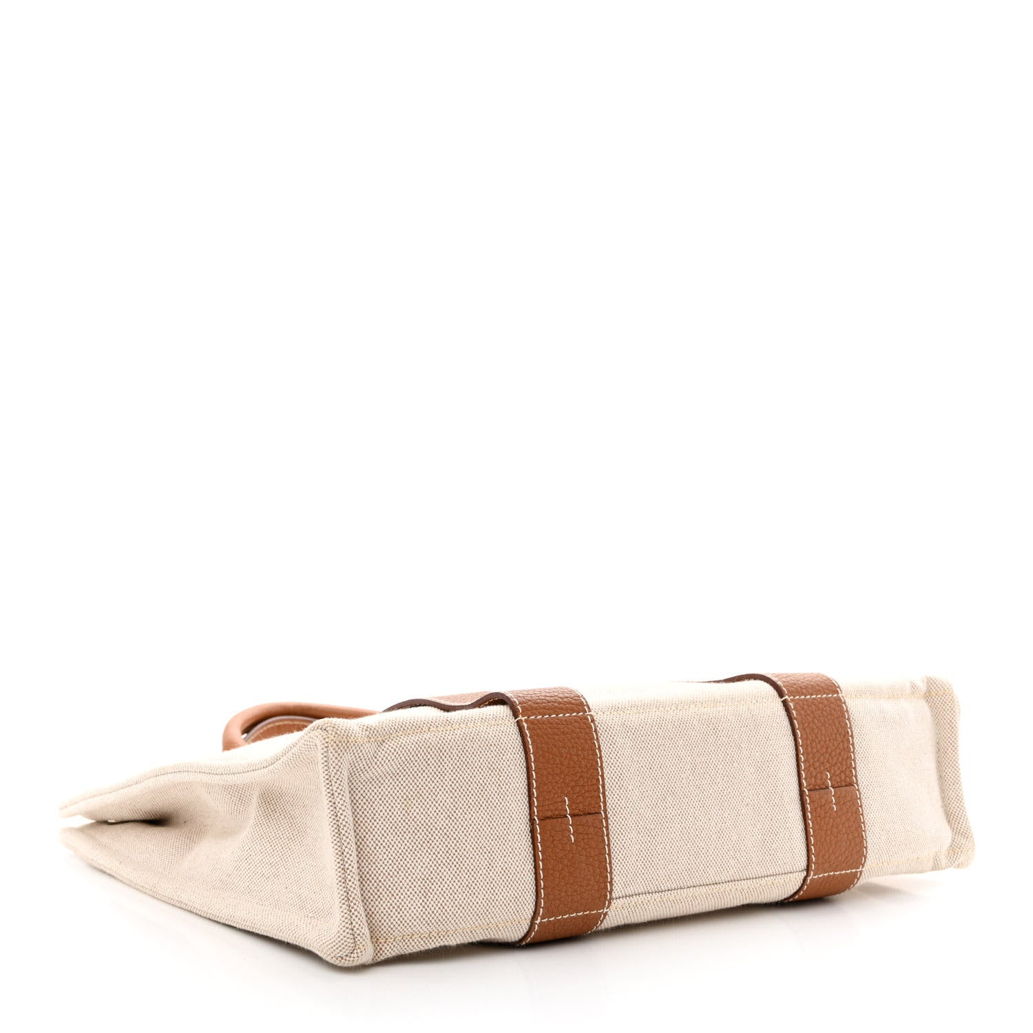 Hermes Toile Taurillon Clemence Sac Harnais Tote MM Beige Gold 4 of 12
