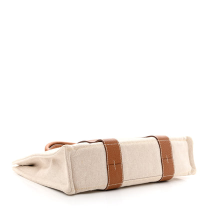 Hermes Toile Taurillon Clemence Sac Harnais Tote MM Beige Gold 4 of 12