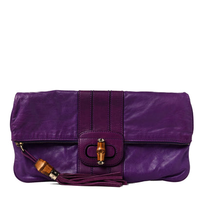 Gucci Calfskin Lucy Folded Clutch Purple 1 of 7