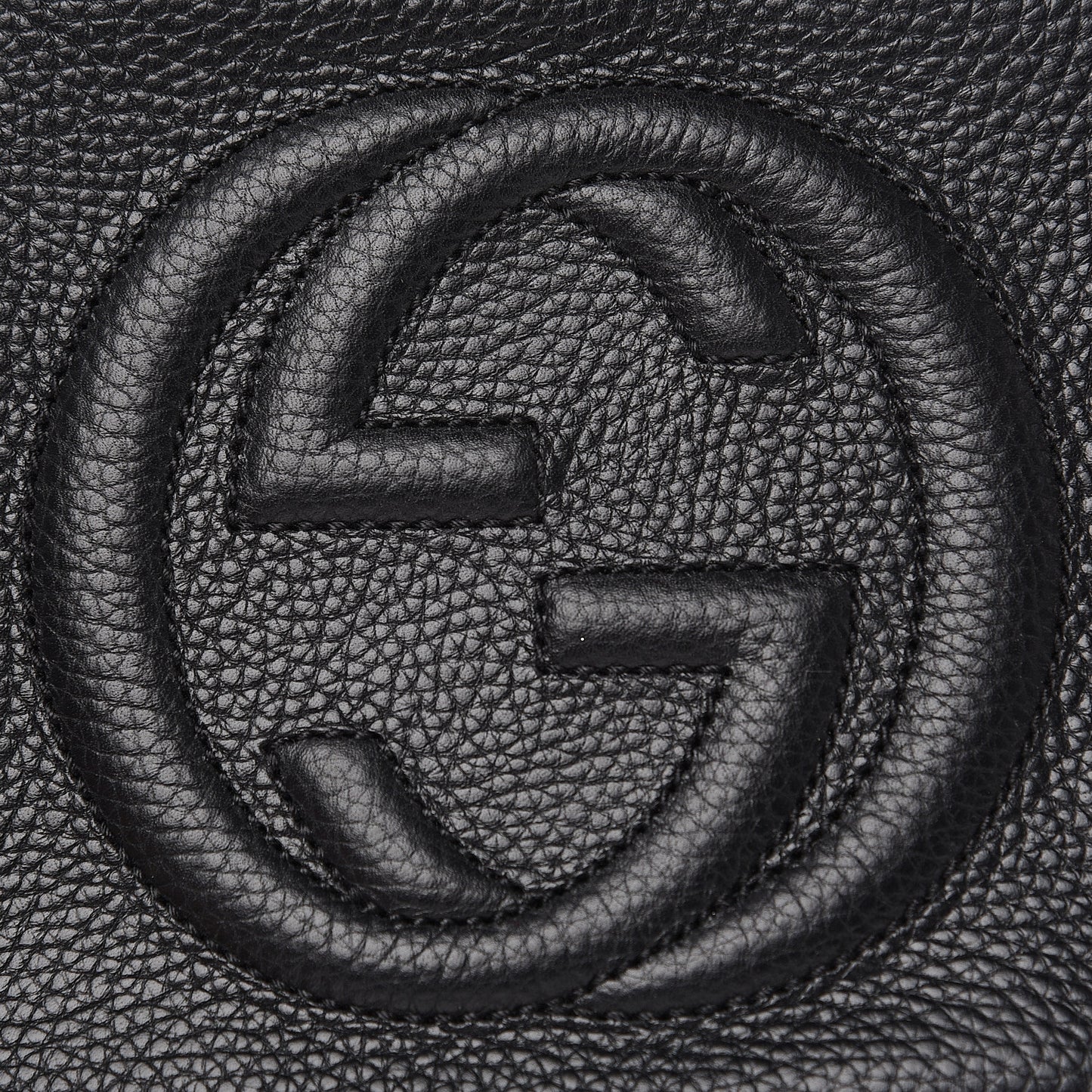 Pebbled Calfskin Small Soho Disco Bag Black