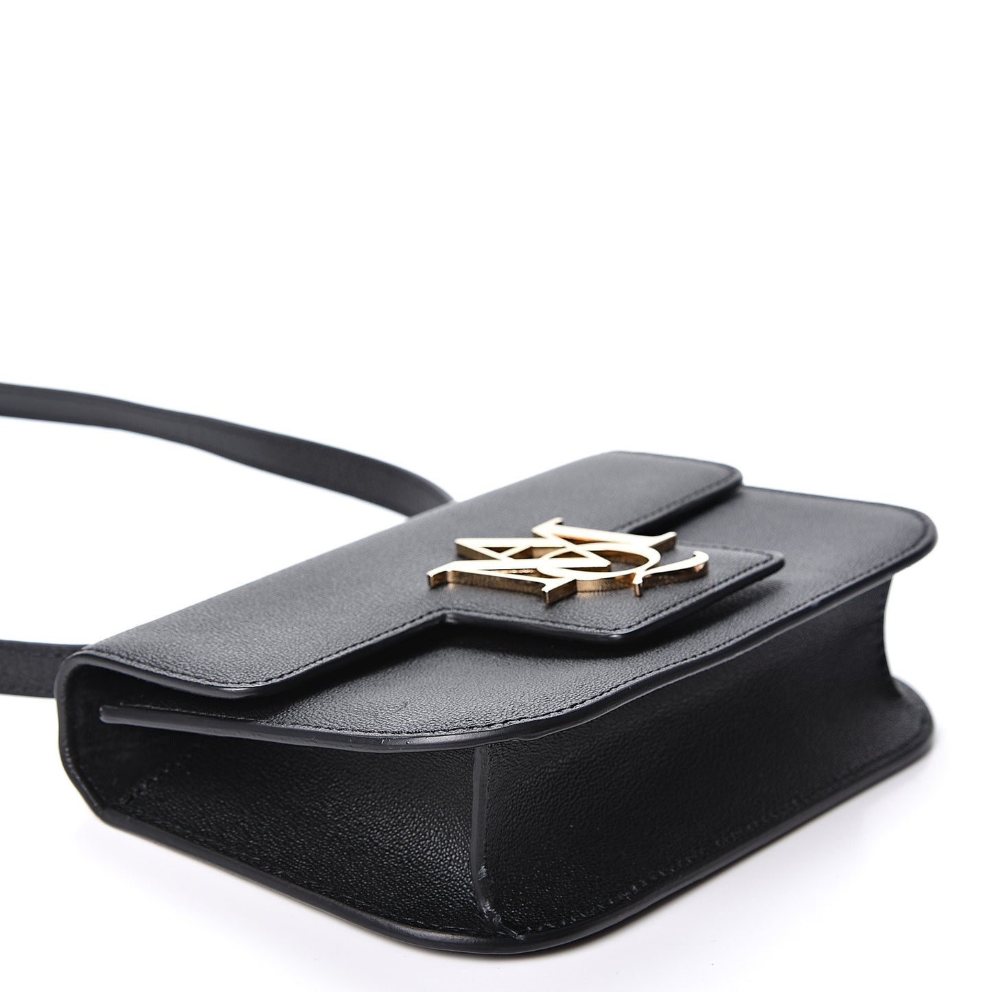 Grained Calfskin Small Insignia Flap Black
