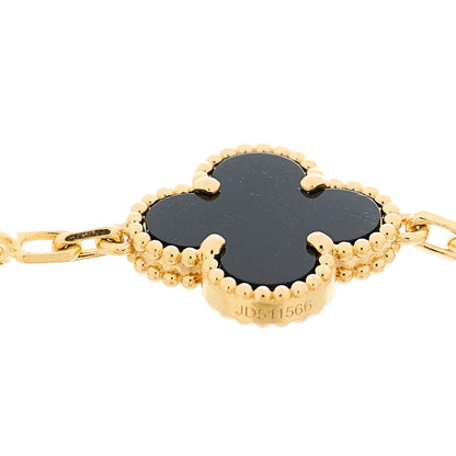Van Cleef & Arpels 18K Yellow Gold Black Onyx 5 Motifs Vintage Alhambra Bracelet 3 of 5