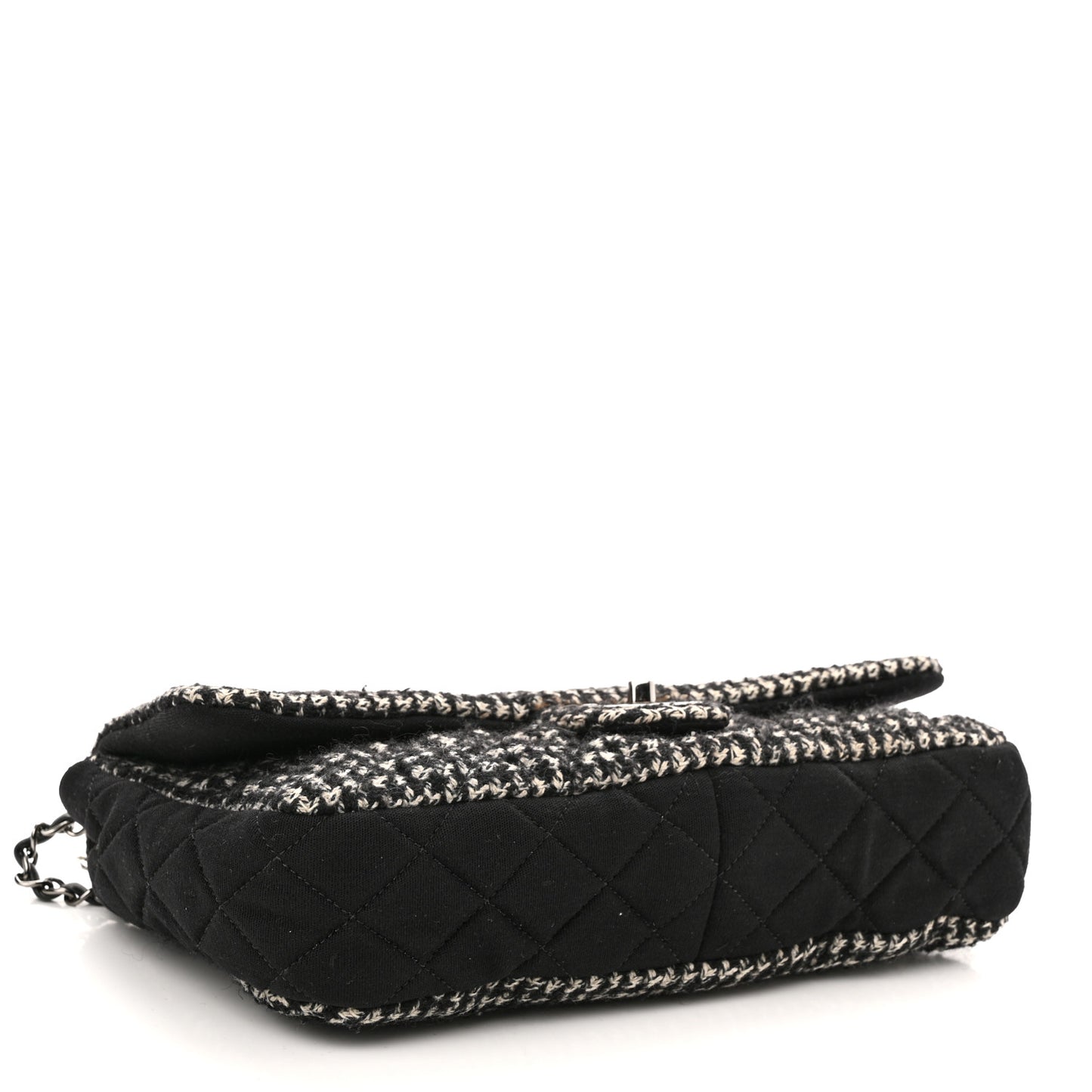 Tweed Jersey Quilted Medium Flap Black Ecru