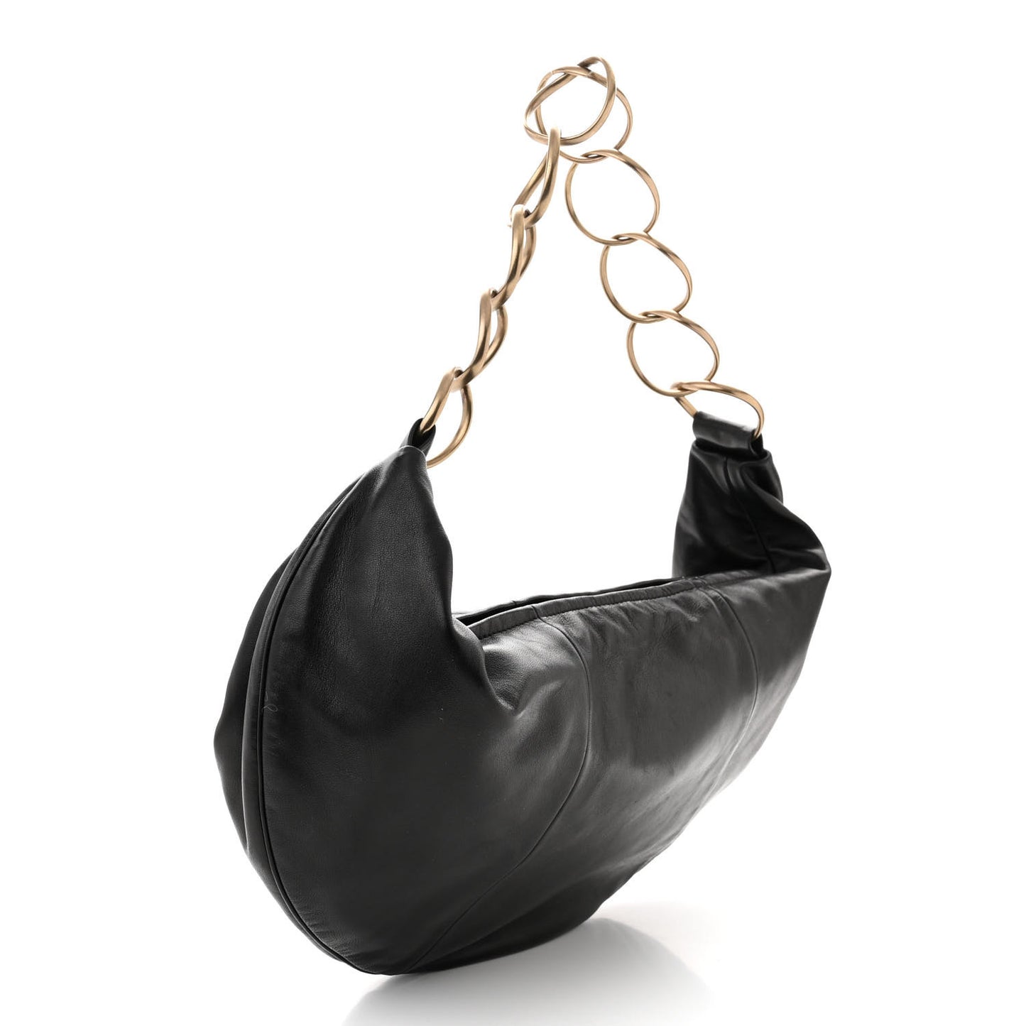 Lambskin Small Chain Hobo Black