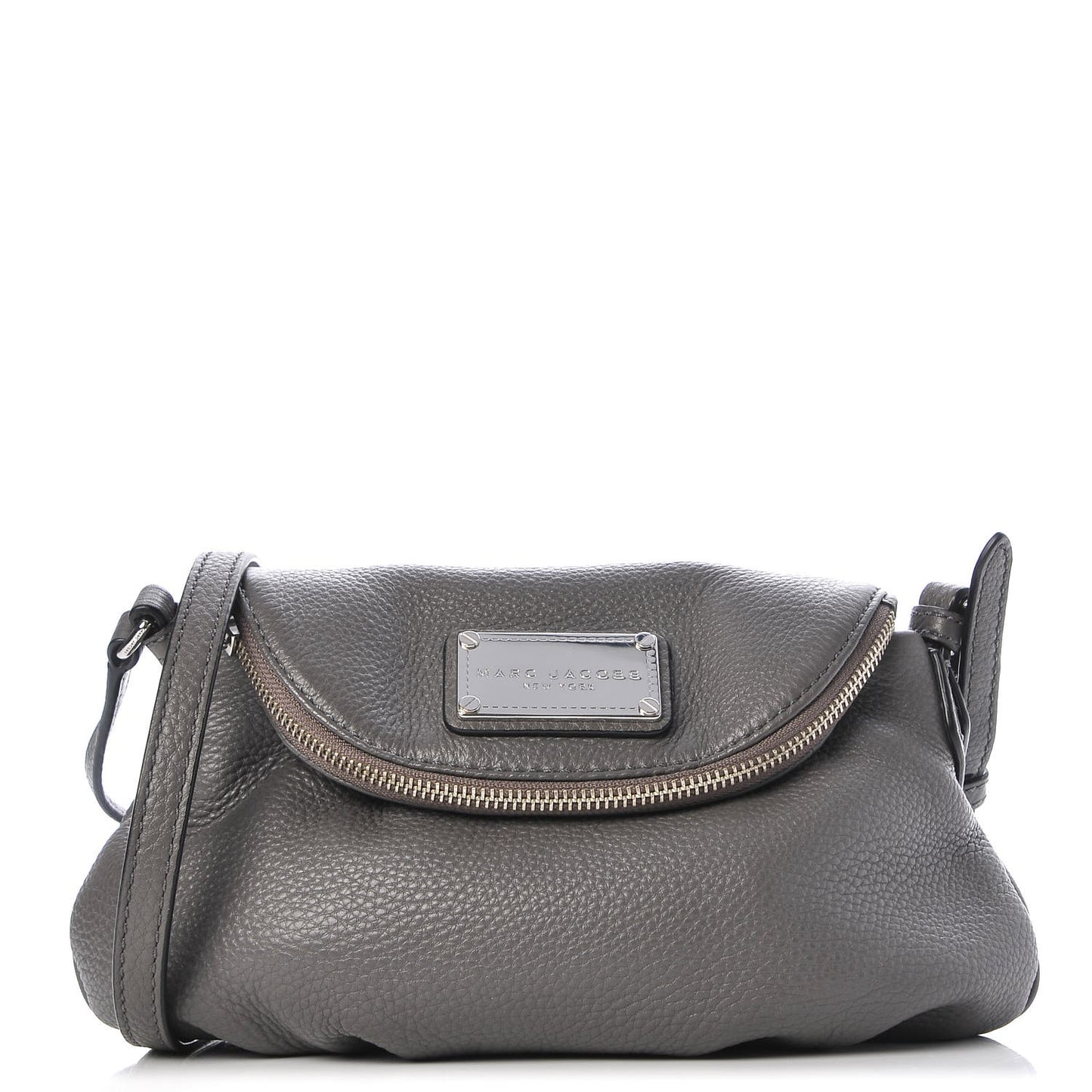 Pebbled Calfskin Mini Natasha Crossbody Grey