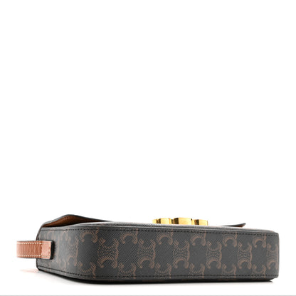 Celine Canvas Calfskin Triomphe Shoulder Bag Tan 4 of 15