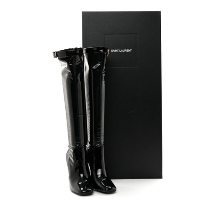Saint Laurent Patent Stretch Crystal Buckle Lala 105 Tall Boots 36 Black 11 of 11