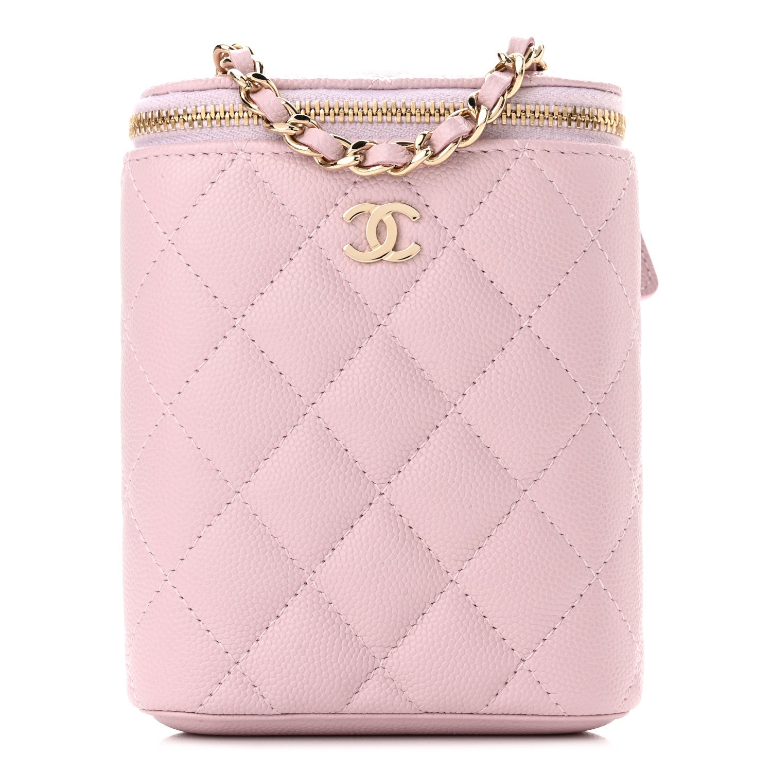Chanel Caviar Quilted Vertical Coco Beauty Vanity Case With Chain Pale Pink 1 of 11