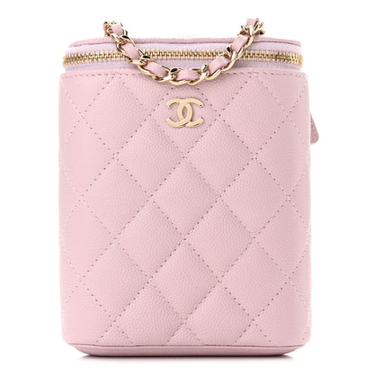 Chanel Caviar Quilted Vertical Coco Beauty Vanity Case With Chain Pale Pink 1 of 11