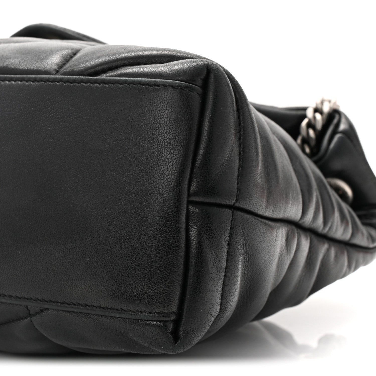 Saint Laurent Lambskin Quilted Small Loulou Puffer Monogram Chain Satchel Black 10 of 10