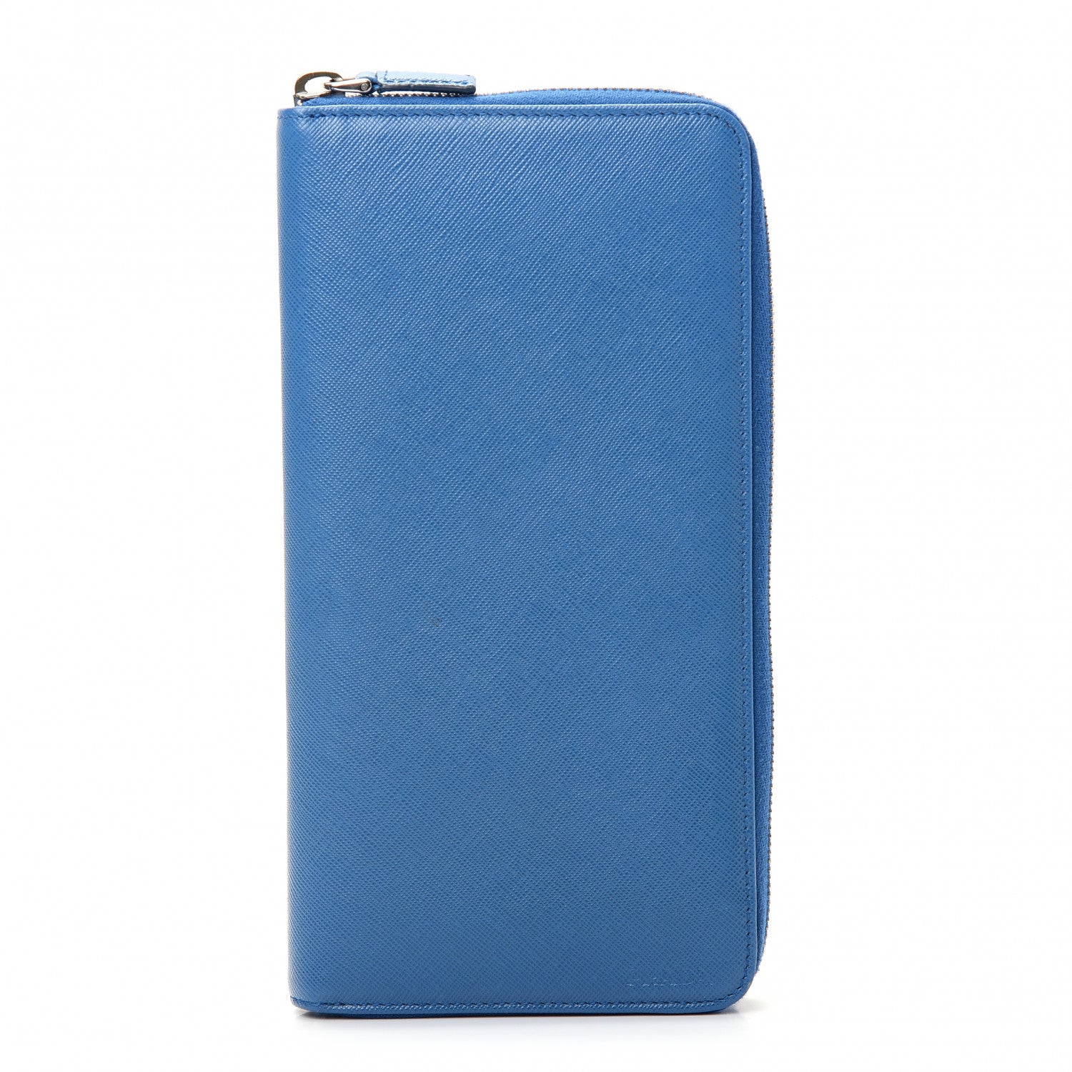 Prada Saffiano Zip Around Portfolio Wallet Azzurro 1 of 7