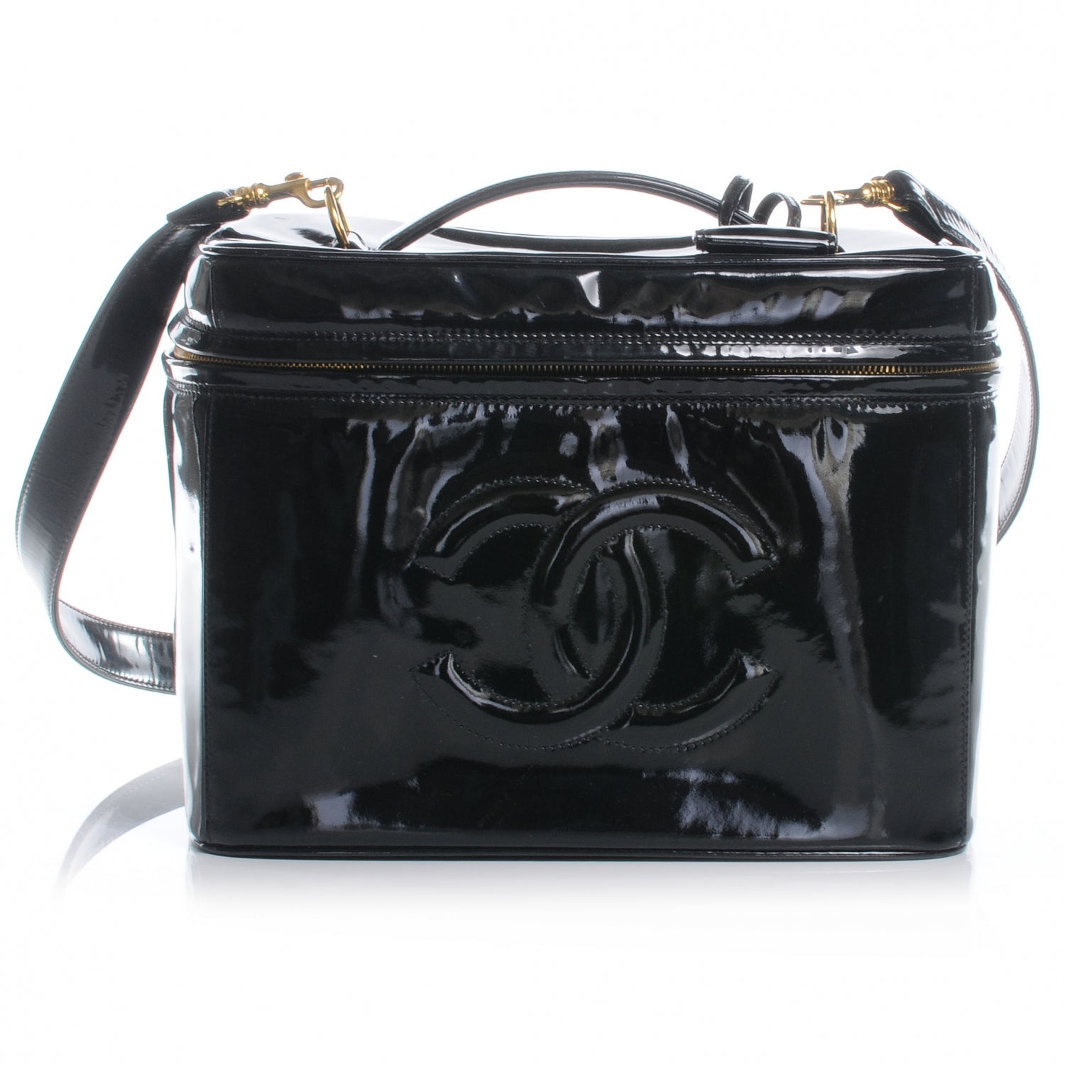 Chanel Patent Large Cosmetic Train Case Black 1 of 6