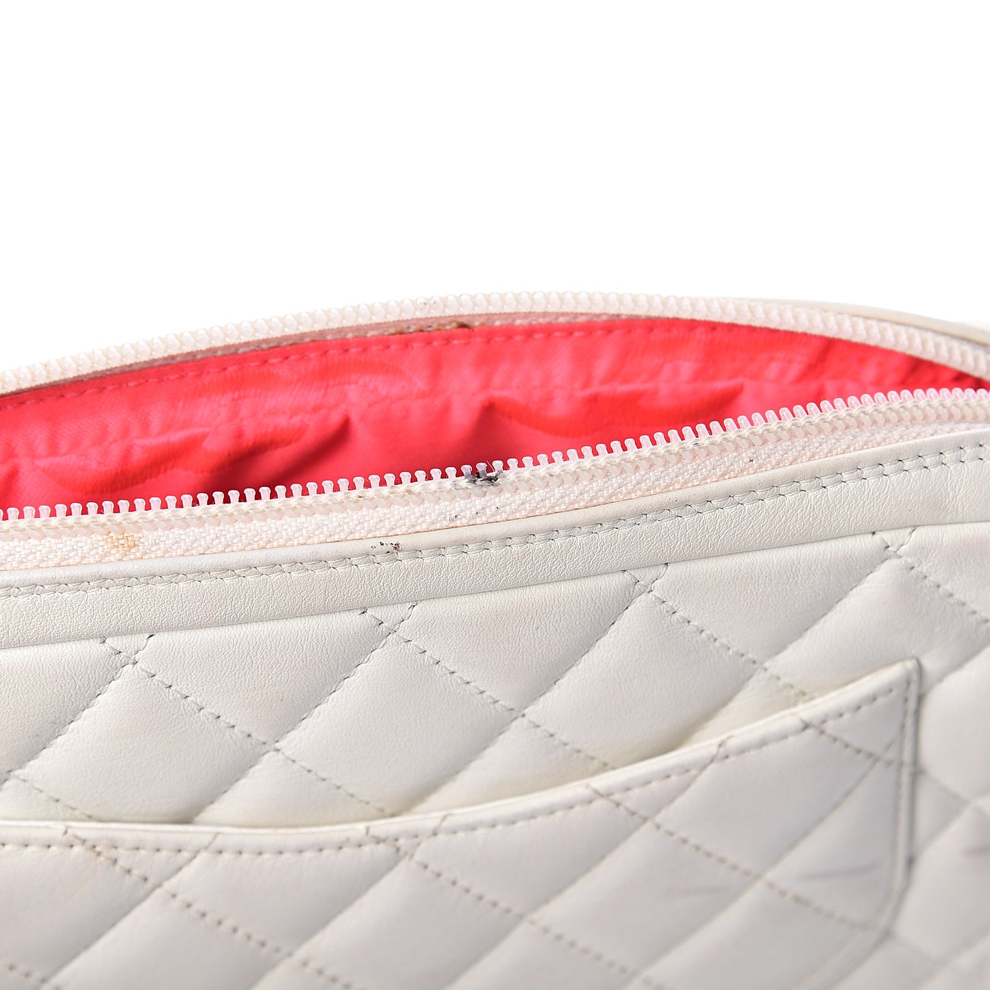Calfskin Quilted Cambon Pochette White Black