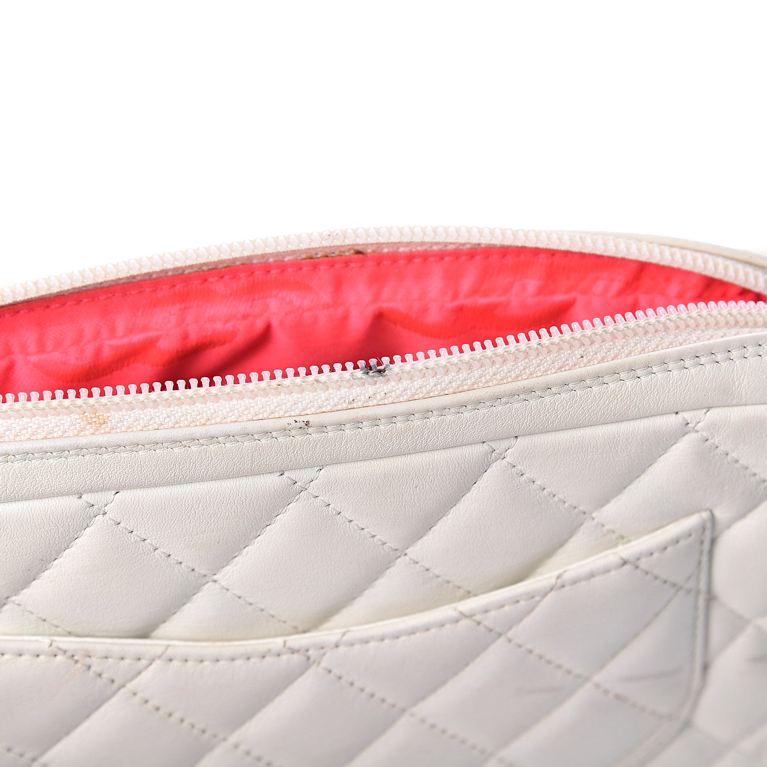 Chanel Calfskin Quilted Cambon Pochette White Black 7 of 9