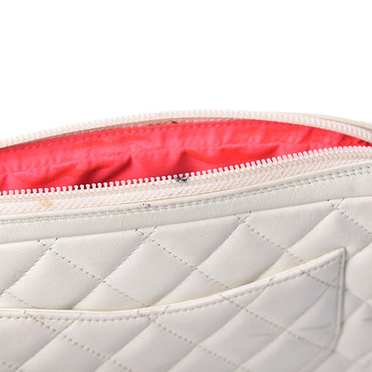 Chanel Calfskin Quilted Cambon Pochette White Black 7 of 9
