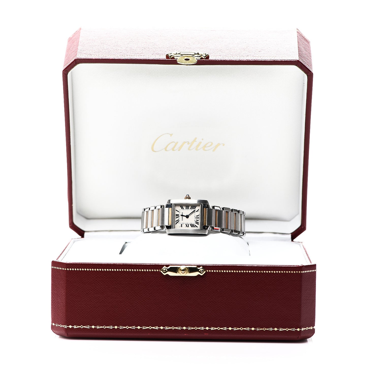 Stainless Steel 18K Yellow Gold 20mm Tank Francaise Quartz Watch