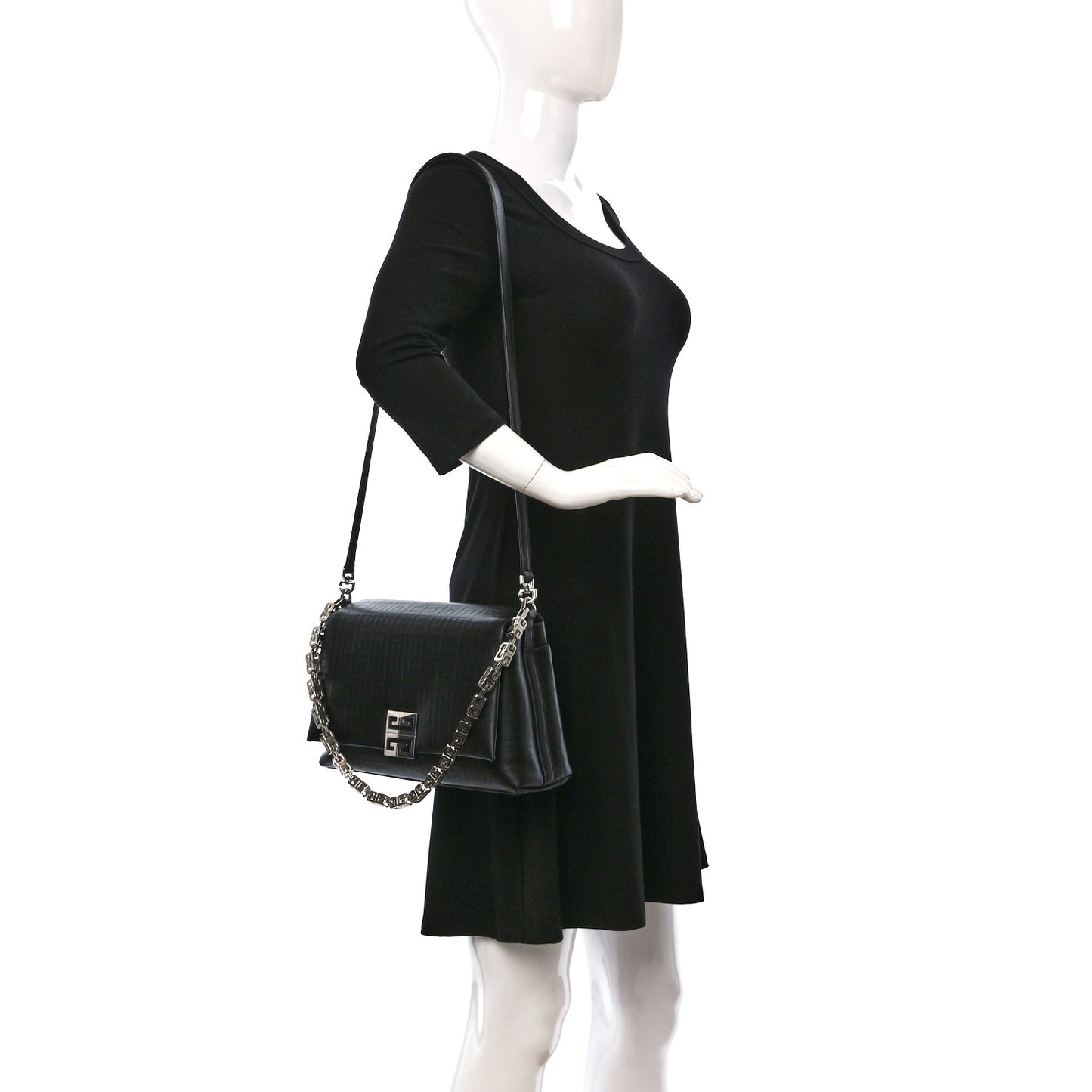 Soft Calfskin 4G Embossed Medium Shoulder Bag Black