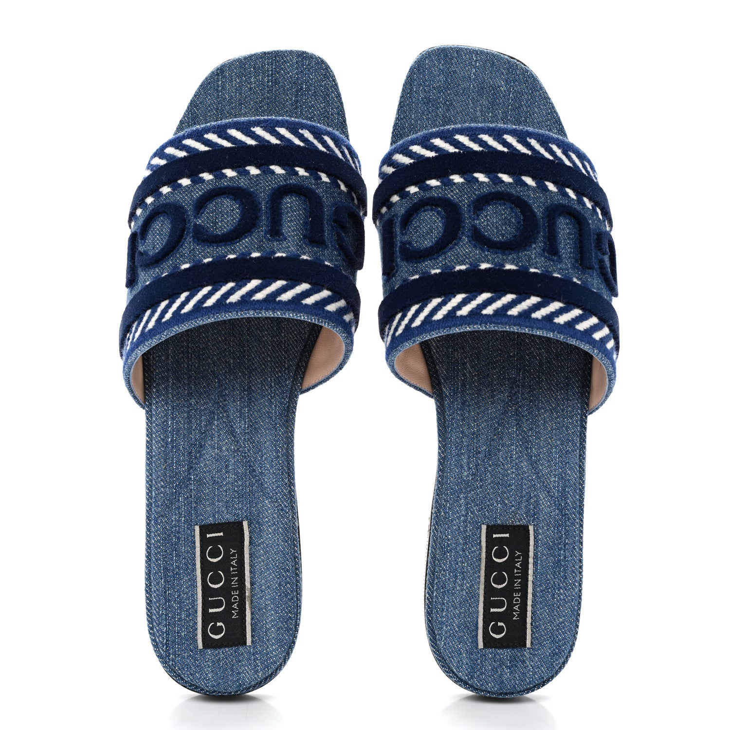 Gucci Plain Spain Denim Logo Slide Sandals 37 Light Blue 7 of 10