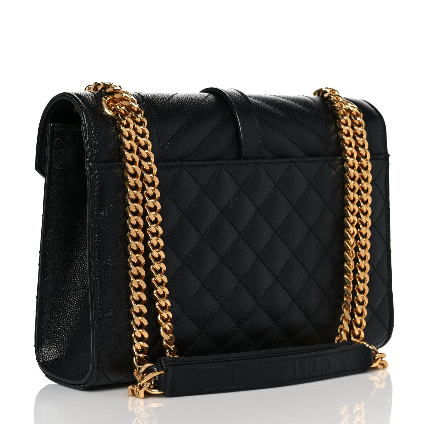 Grain De Poudre Textured Mixed Matelasse Triquilt Medium Monogram Satchel Black