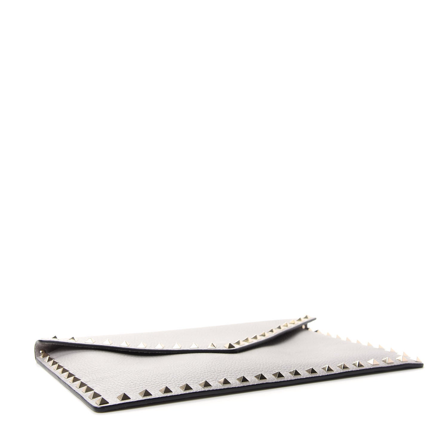 Valentino Garavani Pebbled Calfskin Large Rockstud Envelope Clutch Pastel Grey 4 of 6