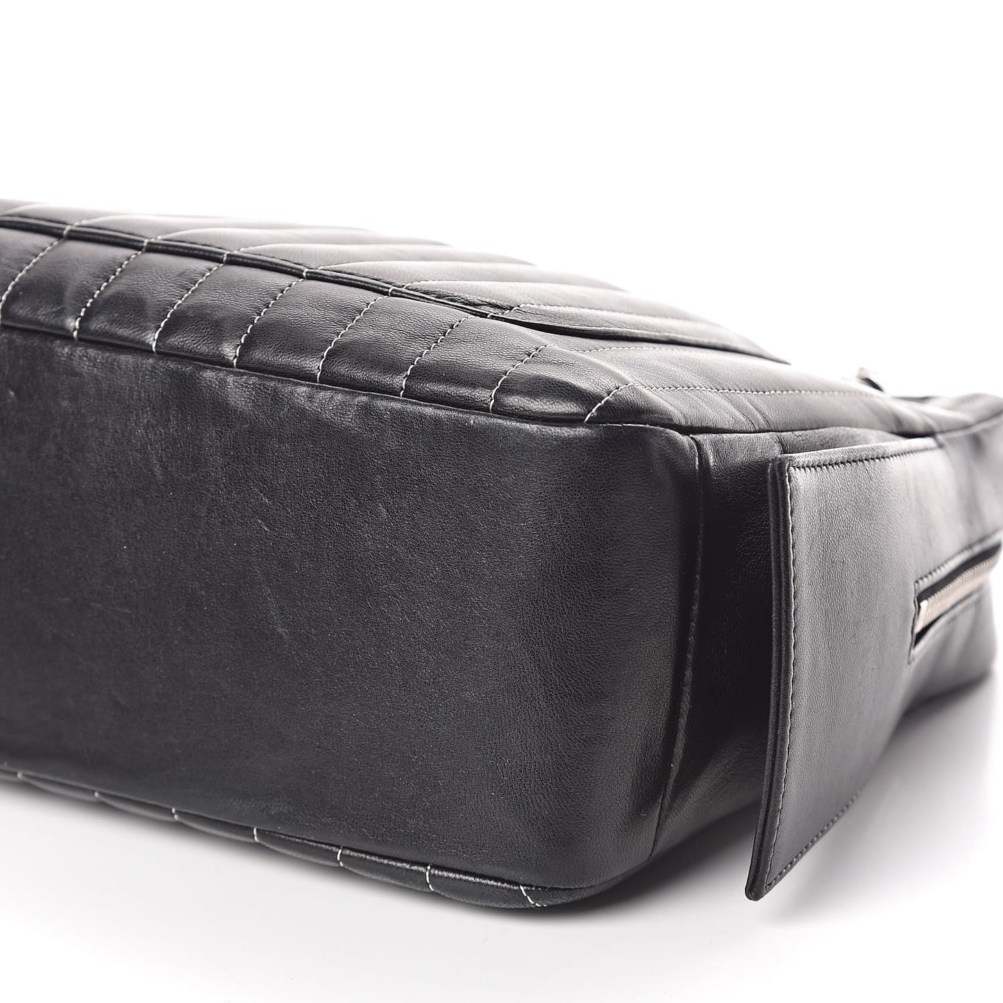 Lambskin Vertical Quilted Mademoiselle Camera Case Black